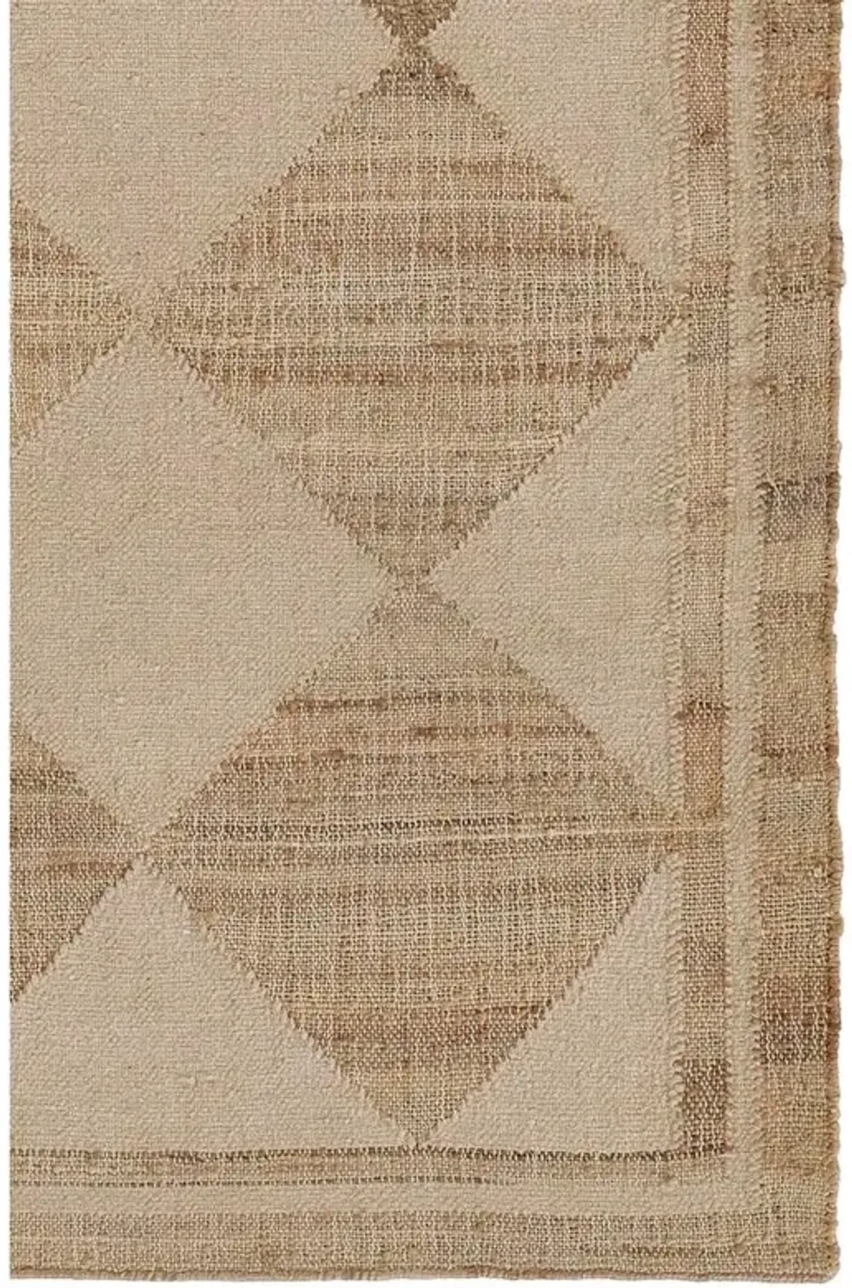 Nash Modern Natural Jute Diamond Patterned Runner Rug - 2'3"x12'