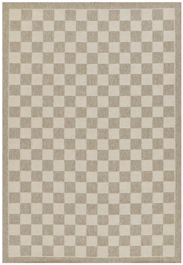 Ford Modern Classic Beige Checkered Patterned Indoor Outdoor Rug - 2'x3'