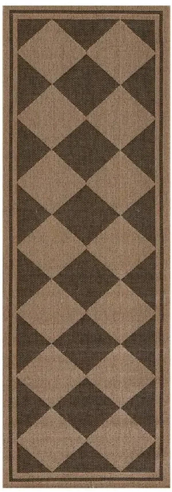 Nyla Modern Black Diamond Patterned Indoor Outdoor Runner Rug - 2'7"x7'6"