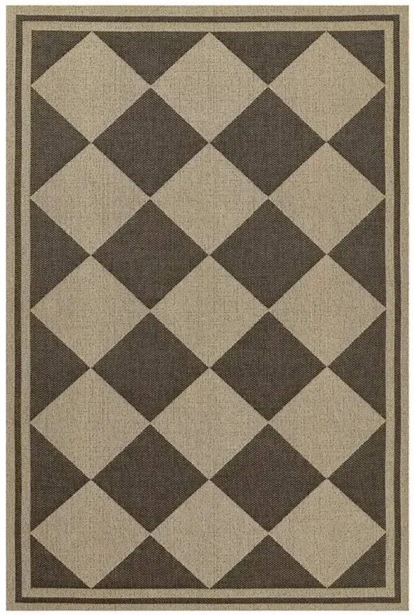 Nyla Modern Classic Black Diamond Patterned Indoor Outdoor Rug - 5'3"x7'