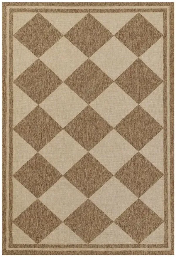 Nyla Modern Classic Natural Diamond Patterned Indoor Outdoor Rug - 5'3"x7'