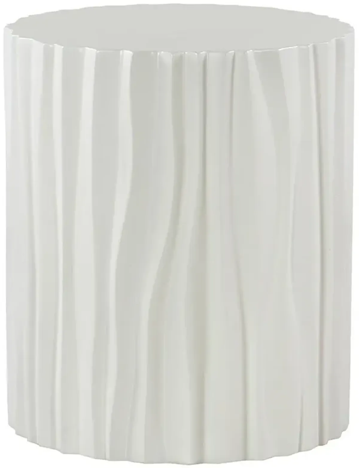 Century Marquis Modern White Fiberglass Round Drum Outdoor Side Table