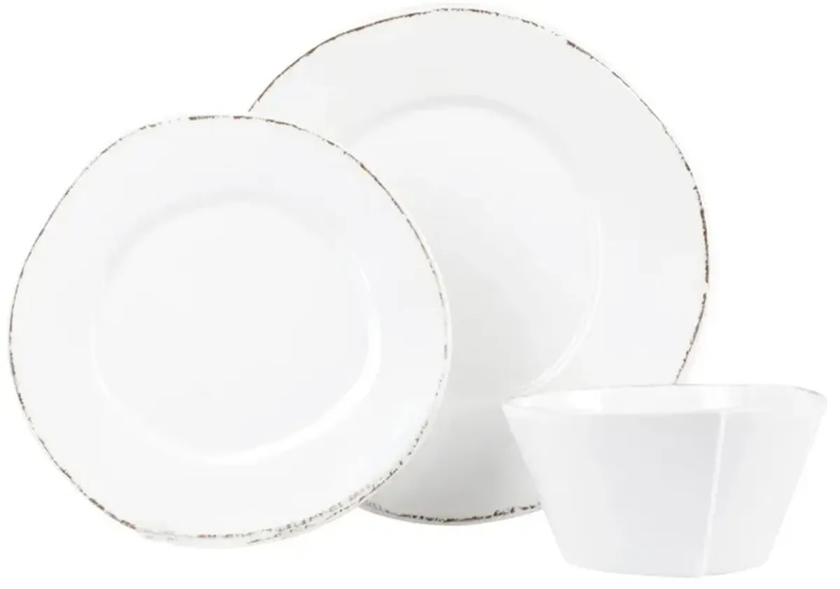 Lastra Modern Classic White Melamine 3 Piece Place Setting