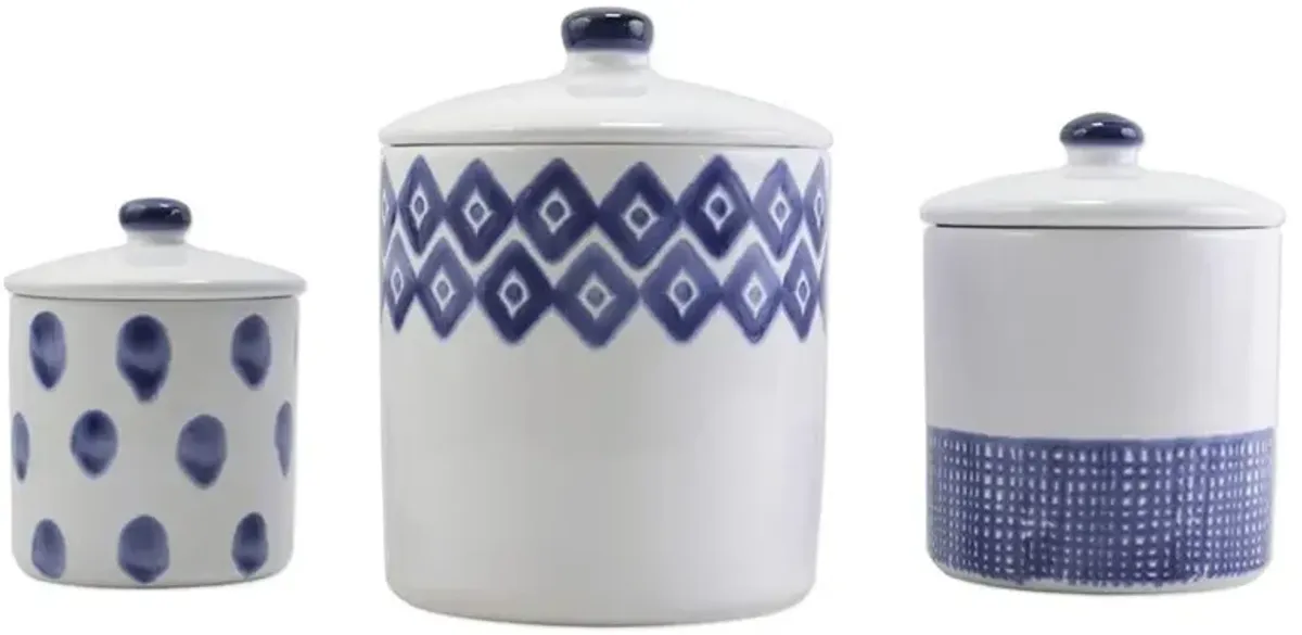 Santorini Global Bazaar Blue Ceramic 3 Piece Canister Set