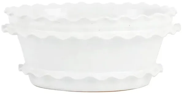 Rustic Garden French Country White Terra Cotta Ruffle Oval Planter
