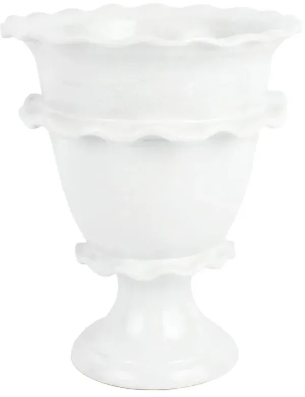 Rustic Garden French Country White Terra Cotta Footed Cachepot