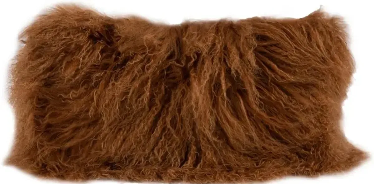 Devi Modern Tibetan Textured Brown Wool Decorative Throw Pillow - 11x22