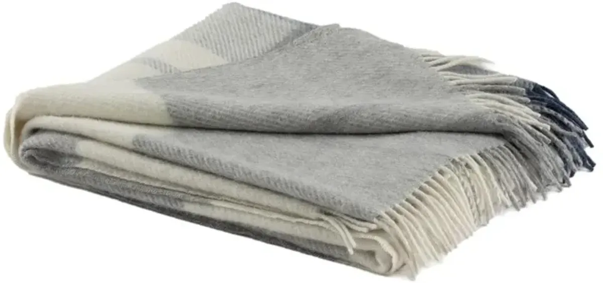 Vanya Modern Classic Navy Wool Plaid Throw