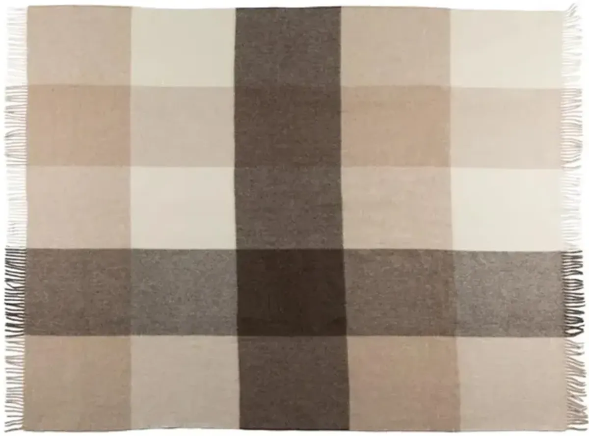 Vanoff Modern Classic Beige Wool Checkered Throw