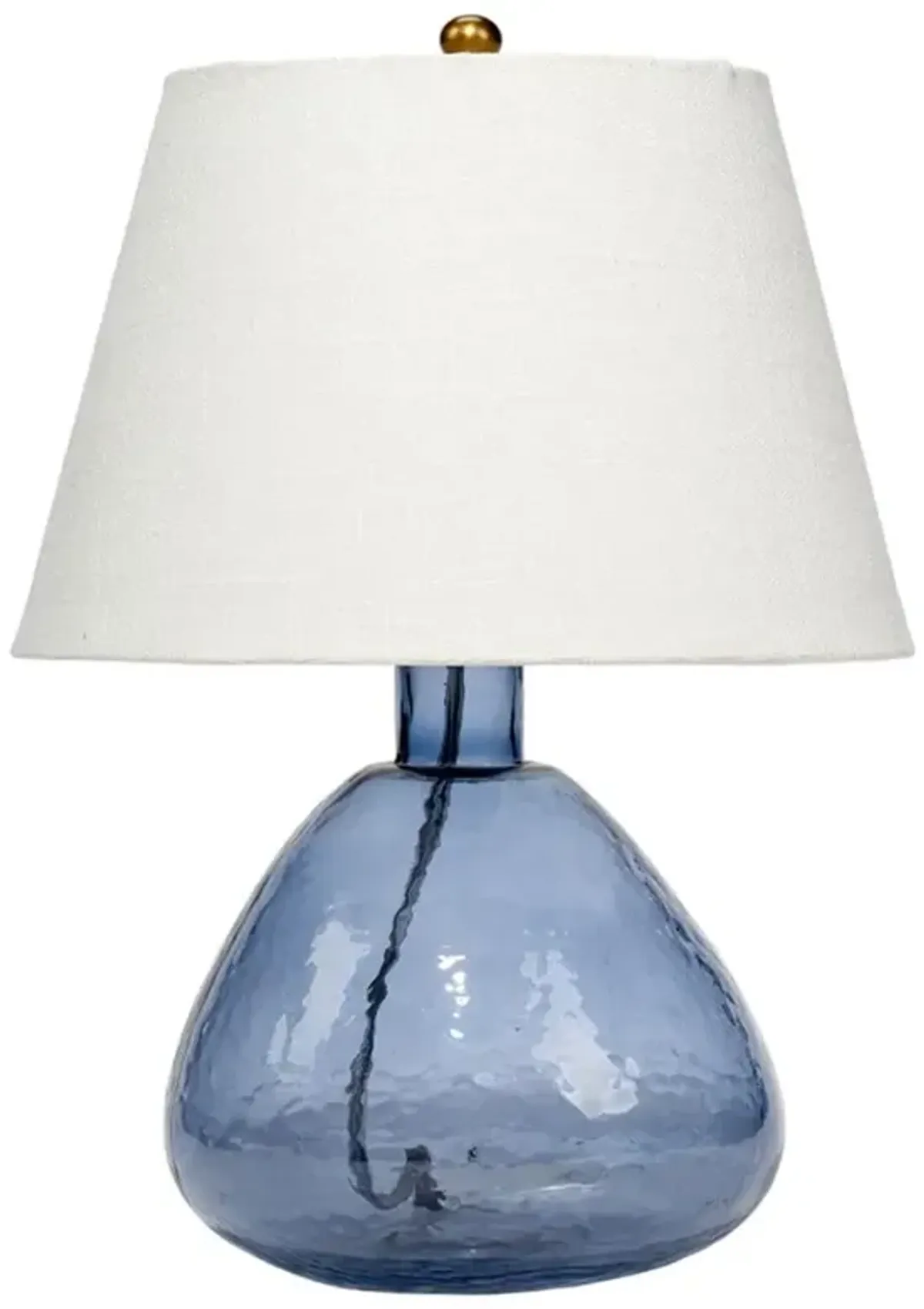 Tandy Coastal Beach Blue Glass Linen Shade Table Lamp