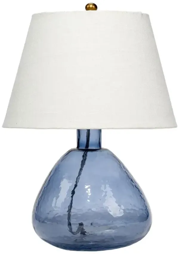 Tandy Coastal Beach Blue Glass Linen Shade Table Lamp