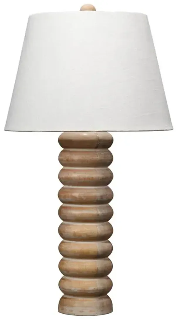 Trent Modern Natural Mango Wood Linen Shade Table Lamp