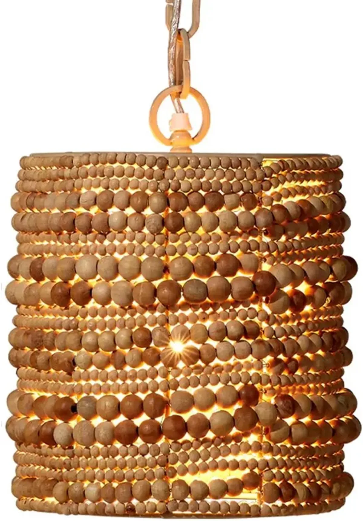 Tara Coastal Beach Natural Mango Wood Beaded Single Pendant