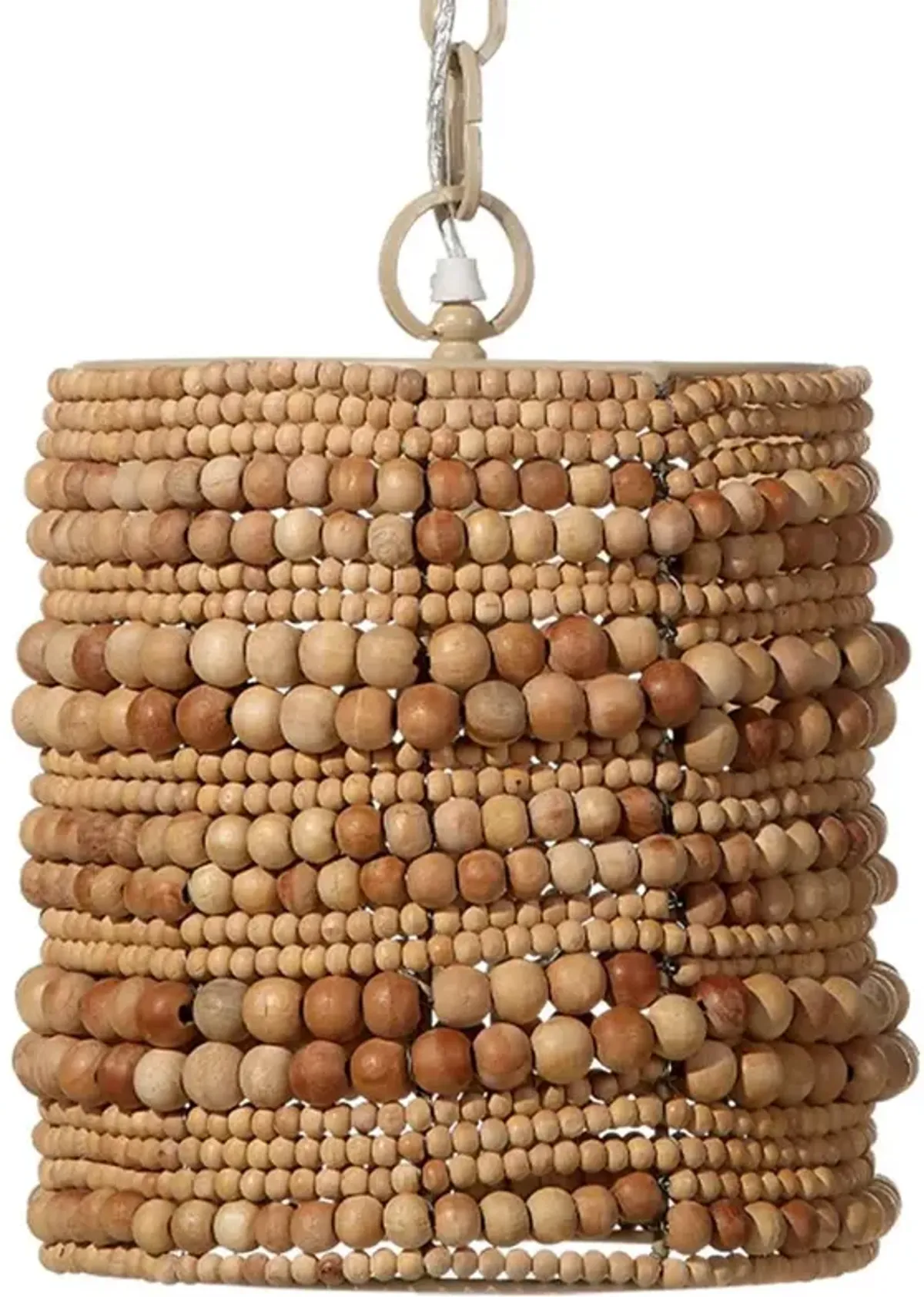 Tara Coastal Beach Natural Mango Wood Beaded Single Pendant