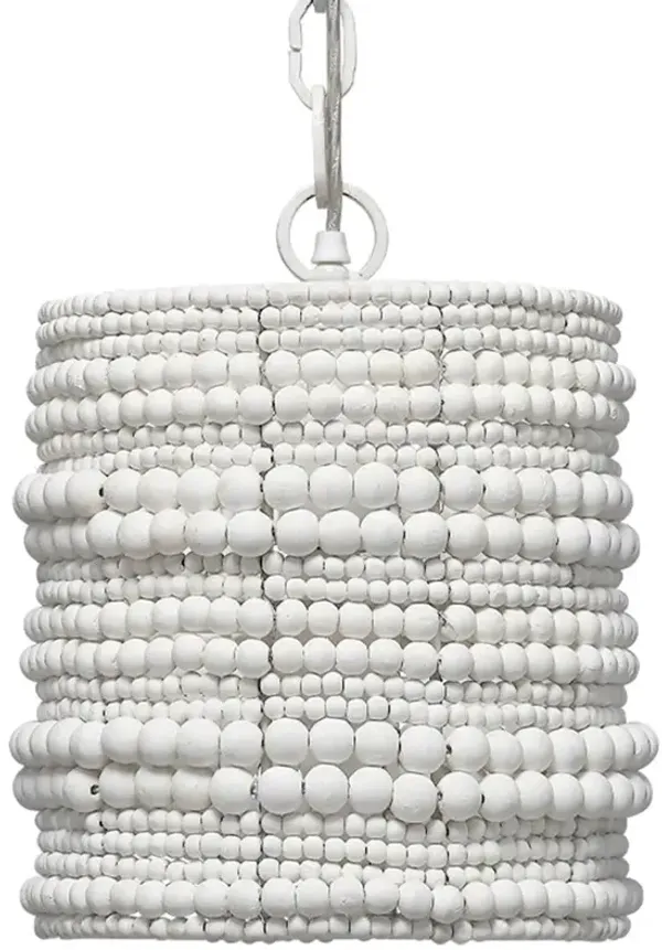 Tara Coastal Beach White Mango Wood Beaded Single Pendant