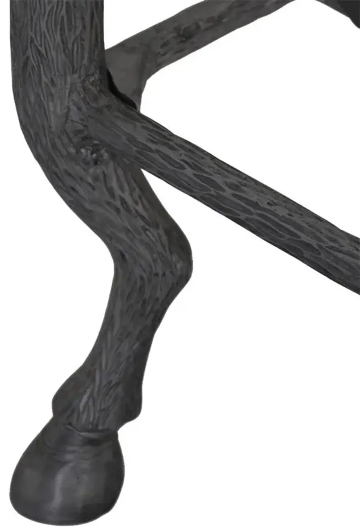 Faun White Upholstered Leather Antiqued Bronze Canopy Bed - Queen