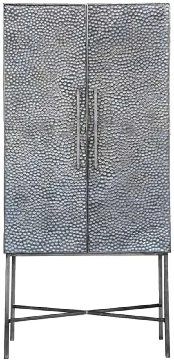 Byrn Modern Classic Antiqued Silver Charcoal Wood Cabinet