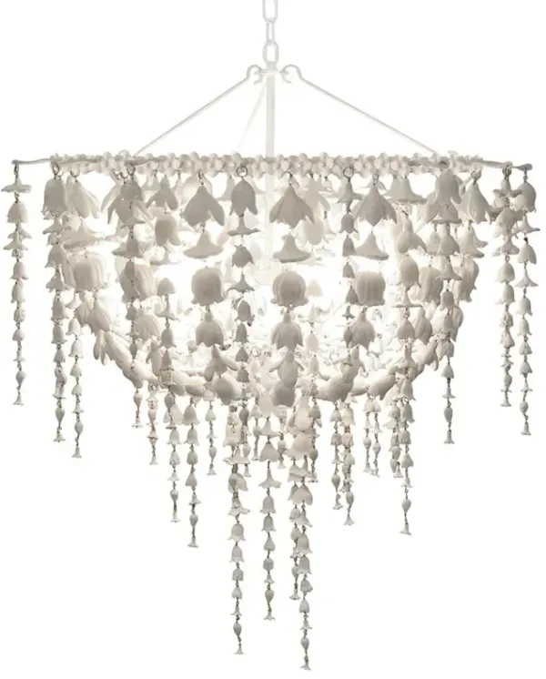 Flowerfall French Country Frost White Resin Chandelier - Small