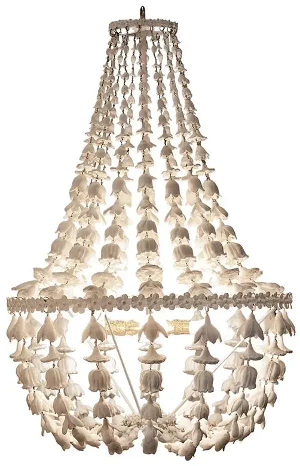 Flower Drop French Frost White Resin Chandelier