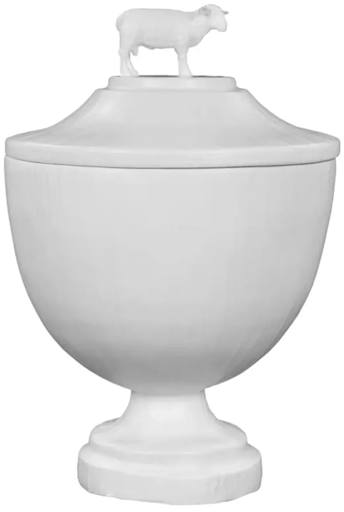 Fable Modern Classic Frost White Resin Sheep Decorative Urn