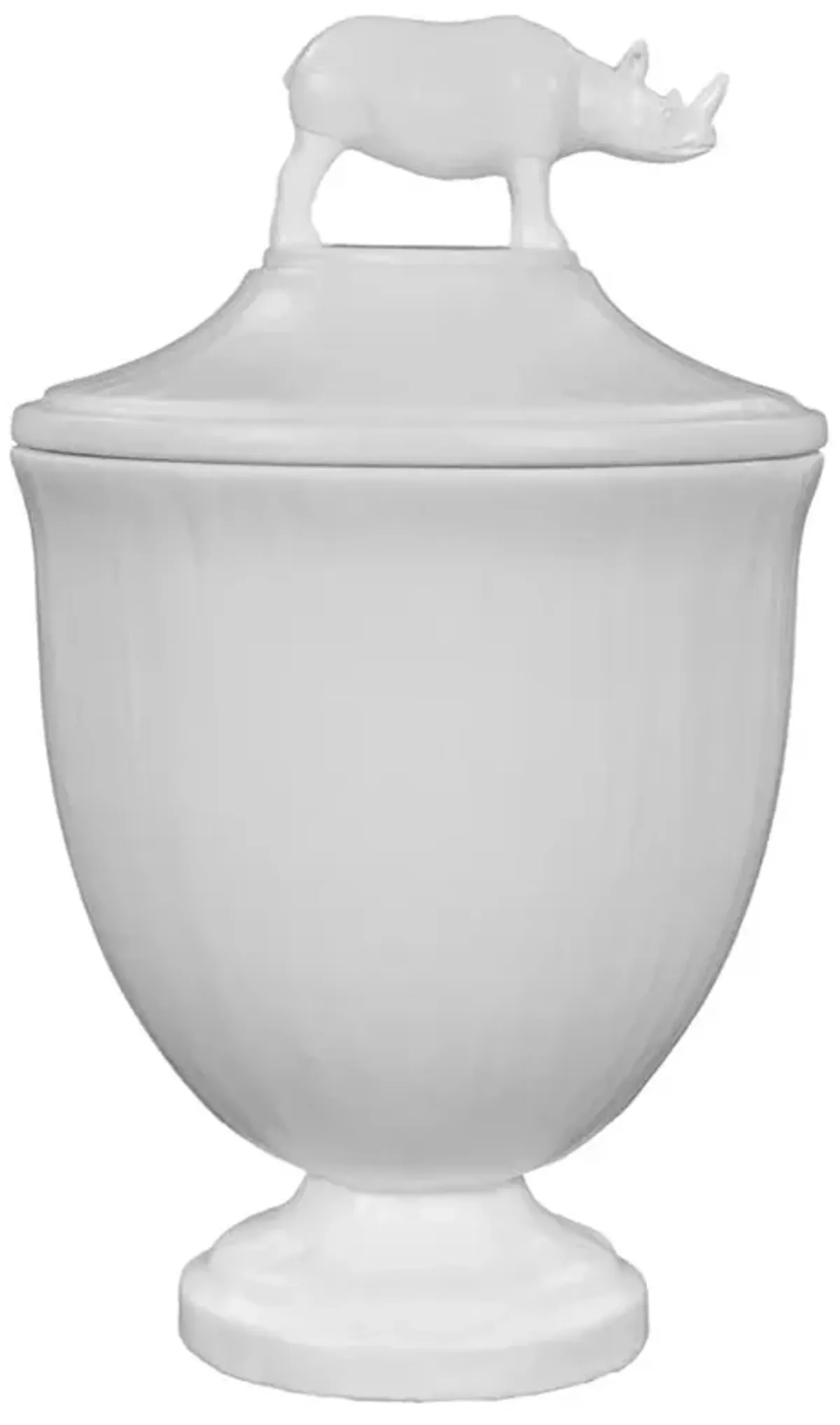 Fable Modern Classic Frost White Resin Rhino Decorative Urn