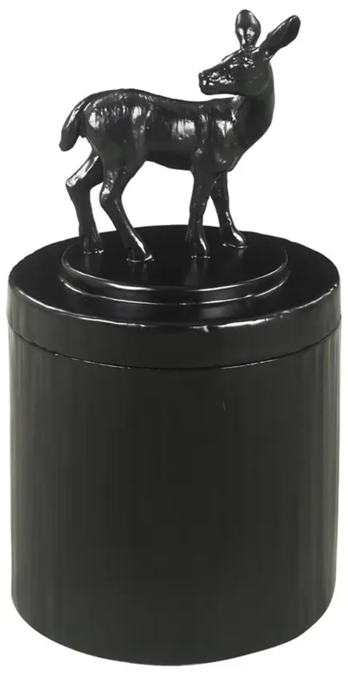Fable Modern Classic Frost Black Resin Round Deer Decorative Box