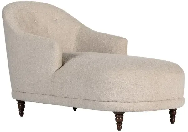 Margaret French Country Beige Performance Dark Brown Wood Chaise Lounge