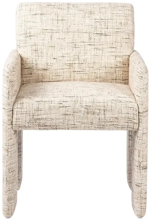Amaya Modern Classic Beige Upholstered Low Back Dining Arm Chair