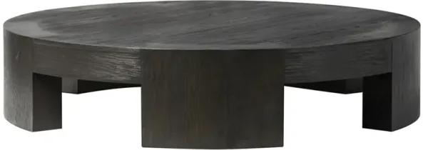 Shelby Rustic Lodge Black Wood Round Coffee Table - 60"