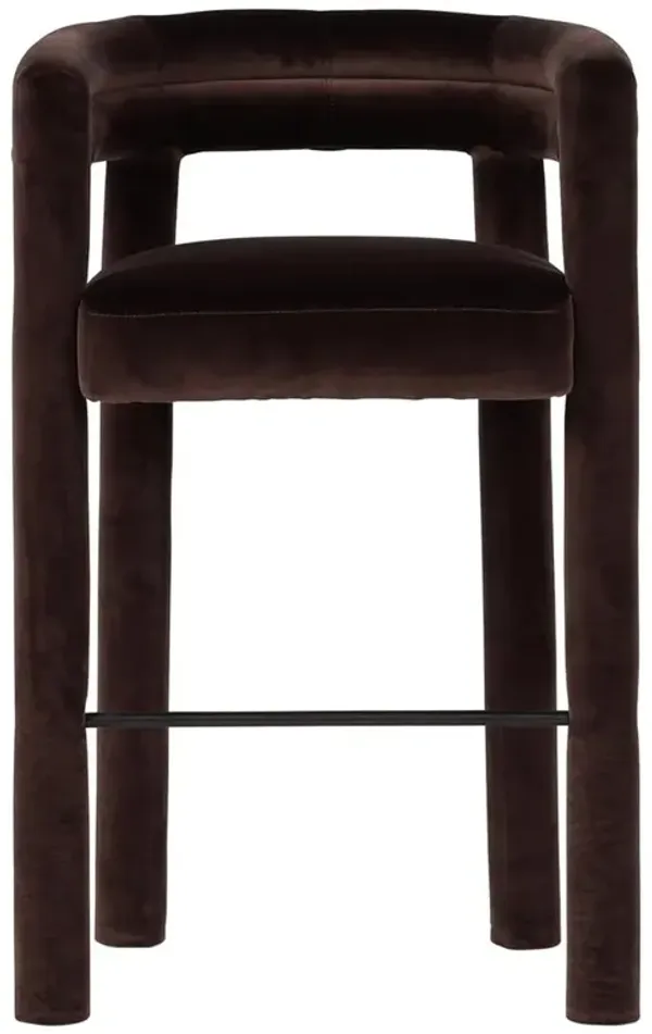 Claire Modern Classic Dark Brown Velvet Bar Stool
