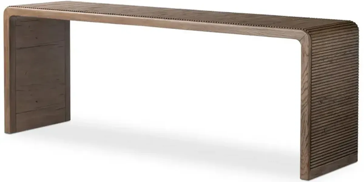 Lana Rustic Lodge Grey Oak Wood Rectangular Console Table