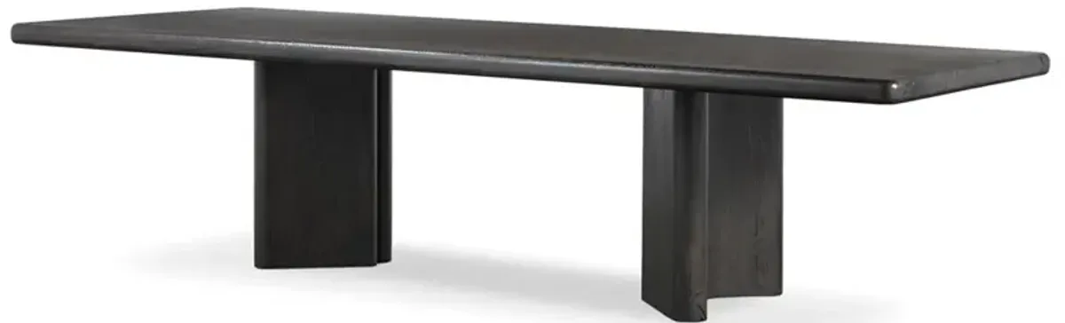 Cassius Rustic Lodge Black Reclaimed Oak Rectangular Dining Table - 118"W