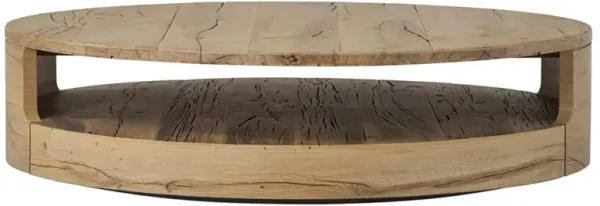 Matteo Rustic Lodge Modern Natural Reclaimed Oak Round Coffee Table