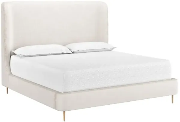 Brennan Modern Bergen Taupe Upholstered Copper Steel Wingback Bed - King