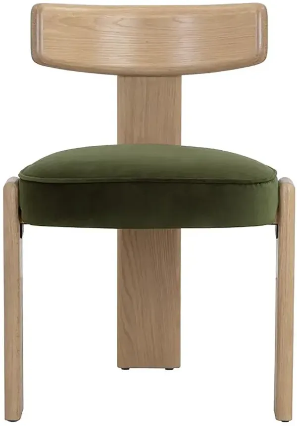 Cobham Green Velvet Oak Wood Dining Side Chair - Set of 2