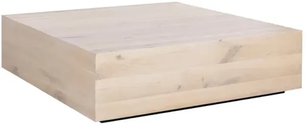 Perkins Modern Classic Light Oak Wood Square Block Coffee Table