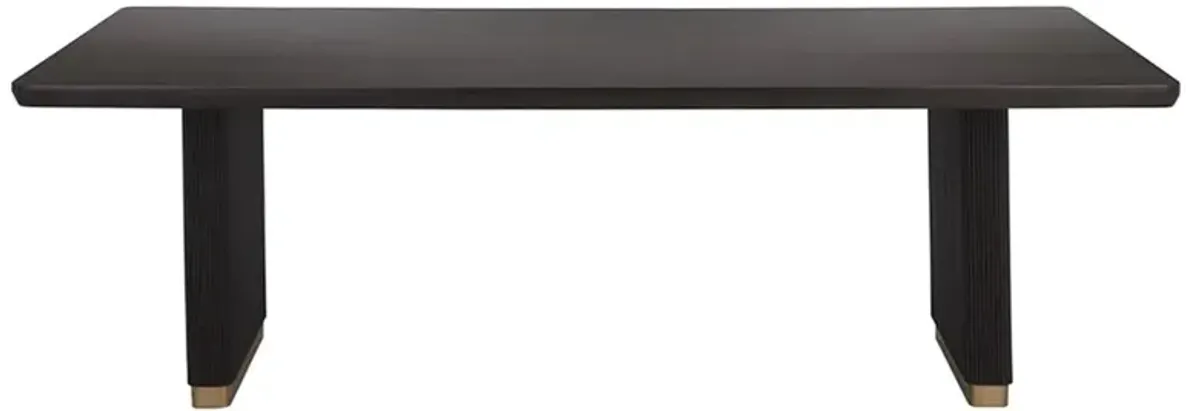 Palmerston Charcoal Oak Brushed Gold Steel Rectangular Dining Table - 96"W
