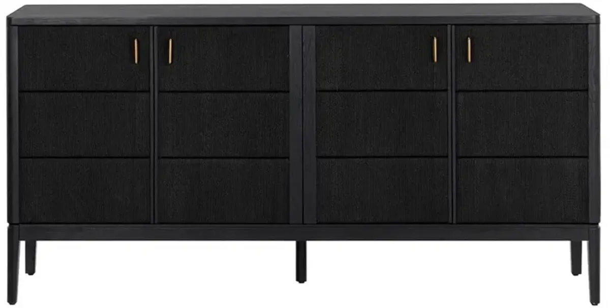 Jamil Coastal Beach Black Rope Door Oak Wood Sideboard