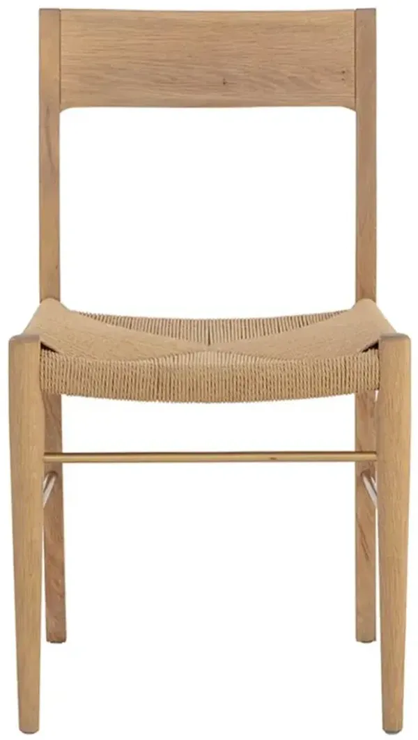 Maddison Coastal Natural Oak Woven Rope Seat Dining Side Chair - Set of 2