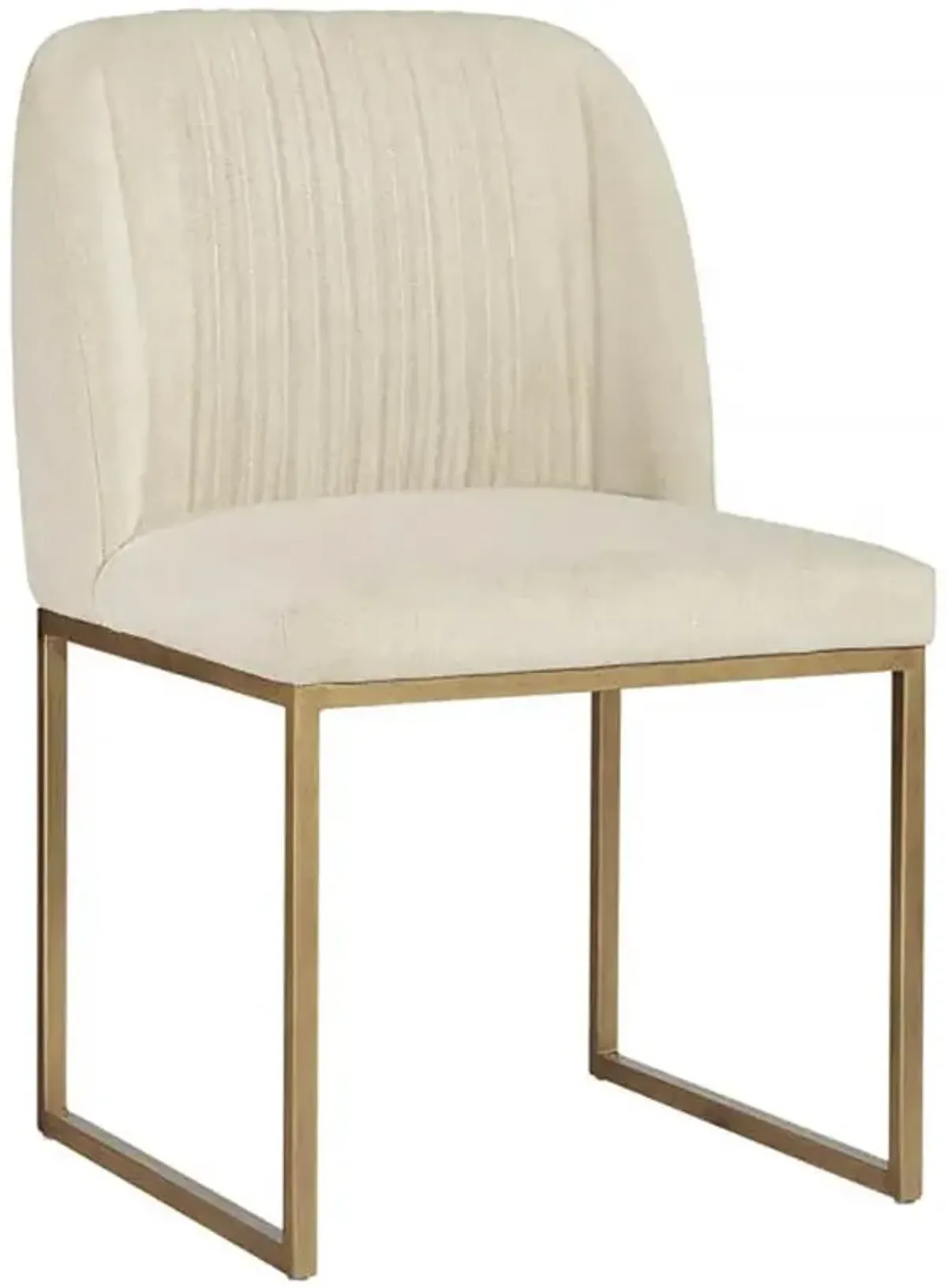 Saavedra Regency Muslin Performance Brass Iron Dining Side Chair - Set of 2