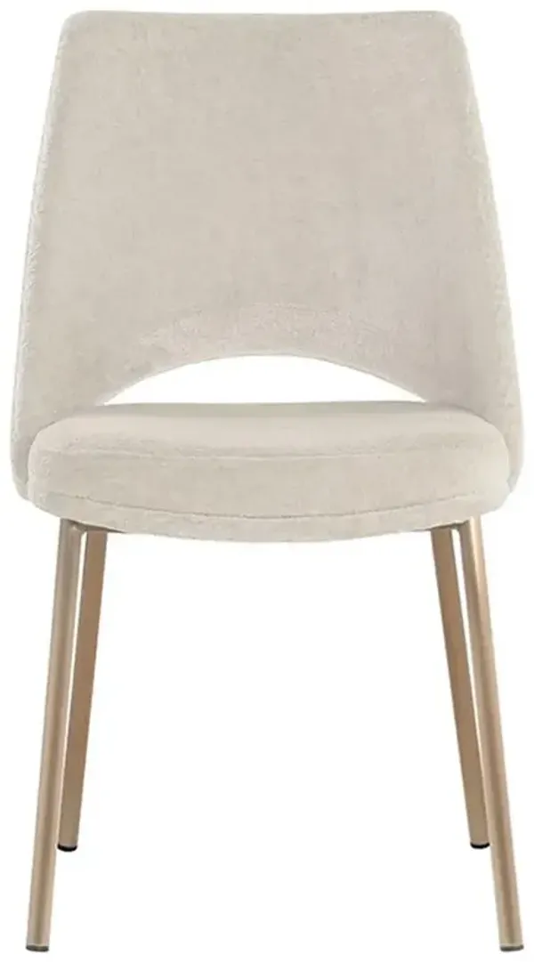 Velma Bergen Taupe Antique Brass Steel Dining Side Chair - Set of 2