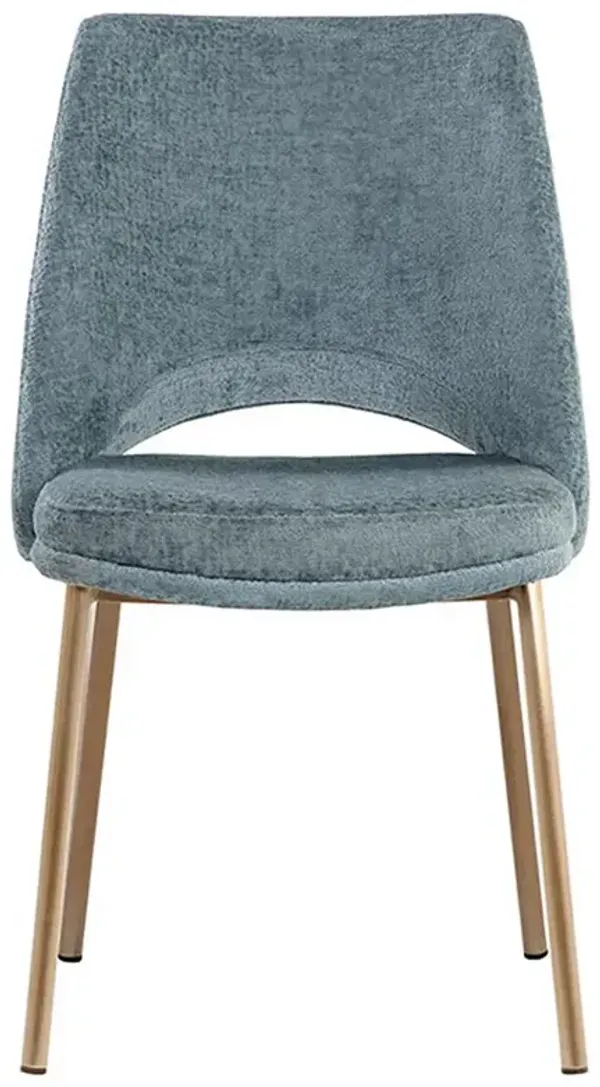 Velma Bergen Blue Antique Brass Steel Dining Side Chair - Set of 2