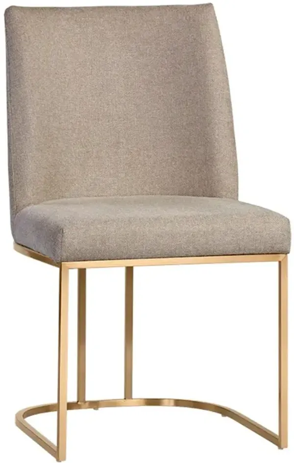 Aliyah Oyster Shell Antique Brass Steel Dining Side Chair - Set of 2