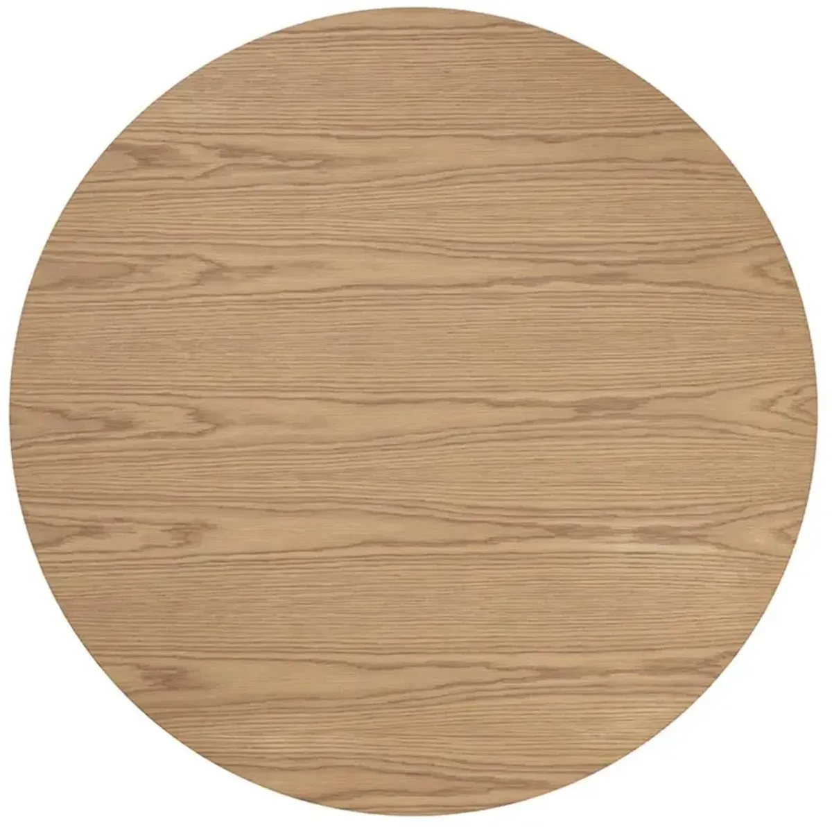 Palmerston Modern Natural Oak Brushed Gold Steel Round Drum Coffee Table