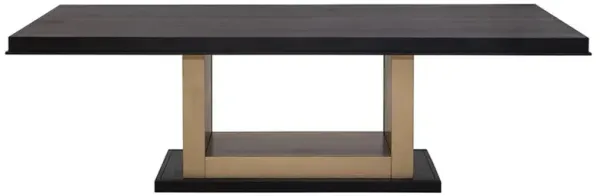 Hiro Black Oak Warm Brass Base Rectangular Dining Table - 100"W