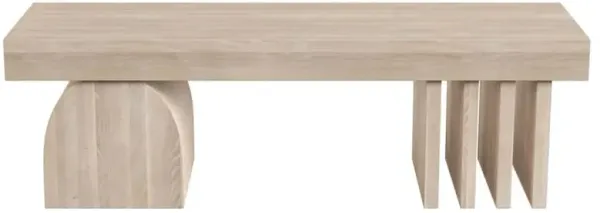 Sade Modern Classic Light Oak Wood Geometric Base Bench