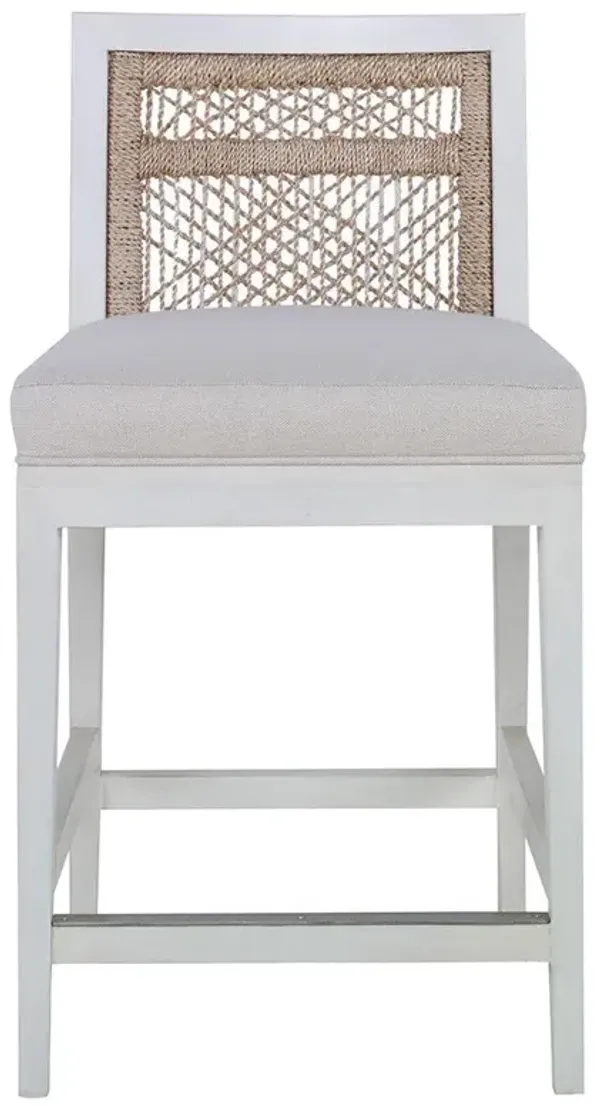 Century Pasadena Cream Flax Upholstered Off White Wood Counter Stool