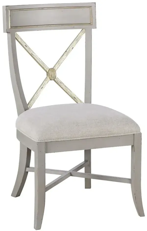 Century Madeline French Light Grey Wood Gold Leaf Dining Side Chair