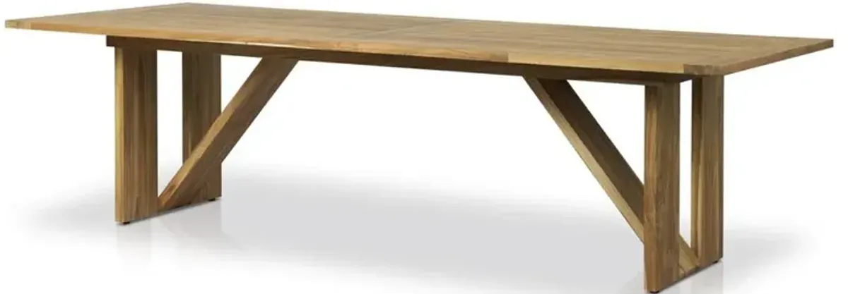 Hugo Rustic Lodge Natural Teak Rectangular Outdoor Dining Table - 107.75"W