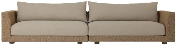 Stallin Coastal Cream Upholstered Brown Woven Outdoor 2 Piece Sectional - 133"W